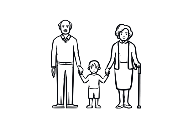 Схематичное изображение бабушки и дедушки