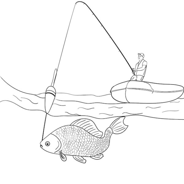 Рыбак рисунок для срисовки