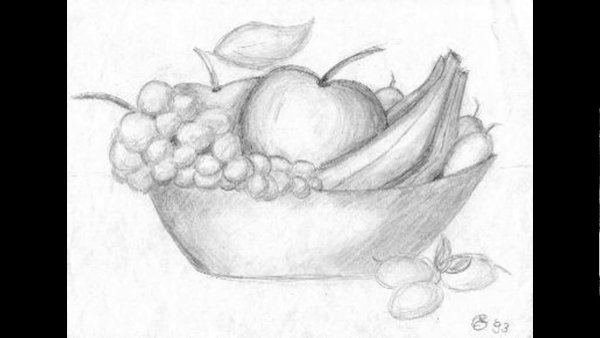 Рисунок карандашом натюрморт фрукты