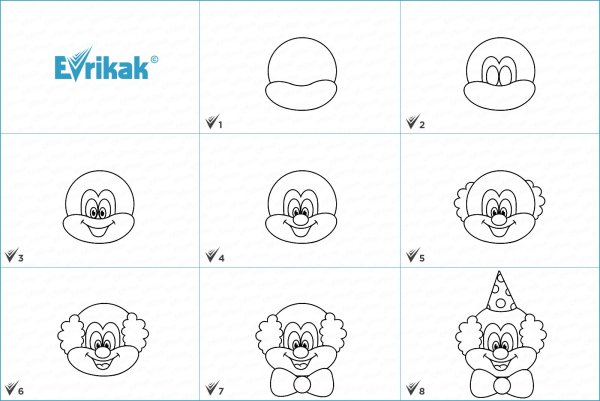 Как нарисовать клоуна поэтапно