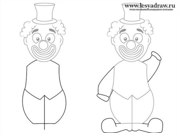 Поэтапное рисование клоуна для дошкольников