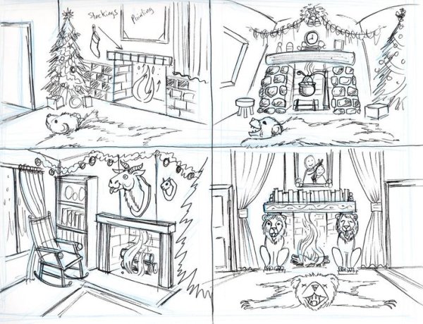 Новогодняя комната рисунок