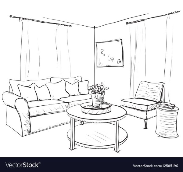 Гостиная комната для срисовки