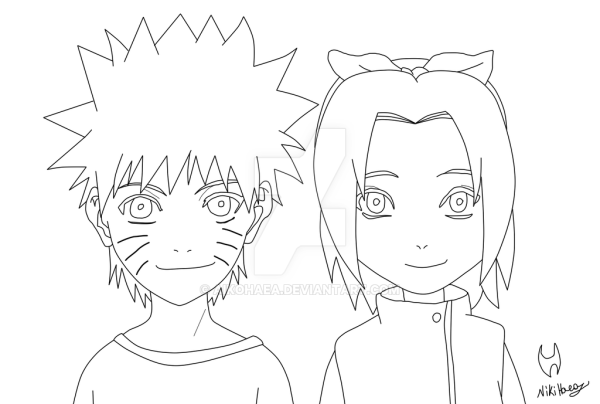 Саске Сакура Наруто контур