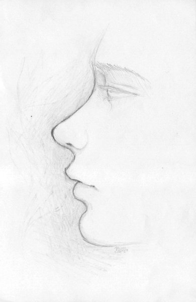 Лицо в профиль карандашом