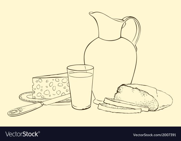 Натюрморт завтрак карандашом