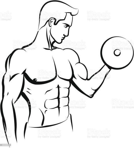 Мужик с гантелей рисунок