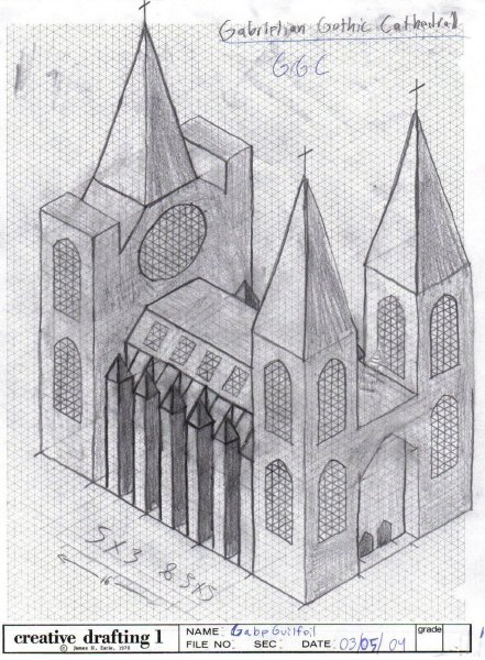 Готический собор зарисовка