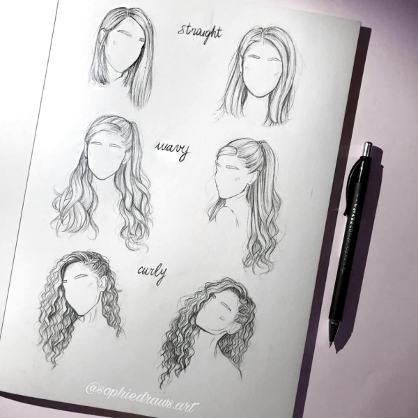 Рисование прямых волос