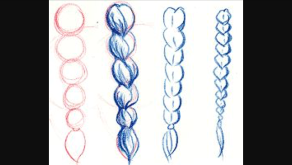 Поэтапное рисование косички