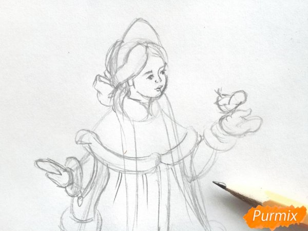 Поэтапное рисование Снегурочки
