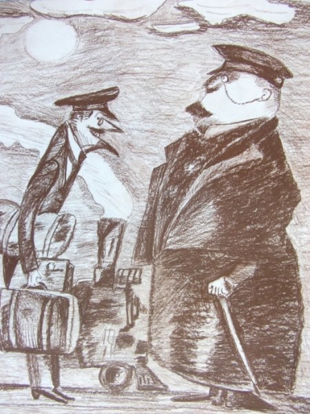 Иллюстрация к рассказу Чехова толстый и тонкий