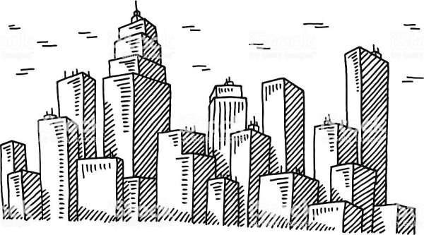 Современный город рисунок легкий
