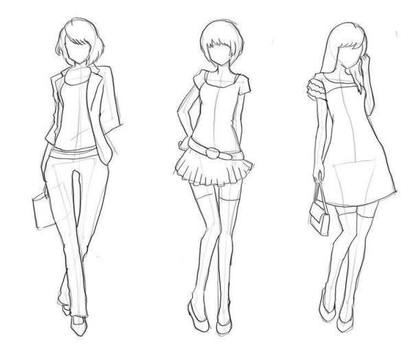 Рисунок человека в полный рост карандашом в одежде