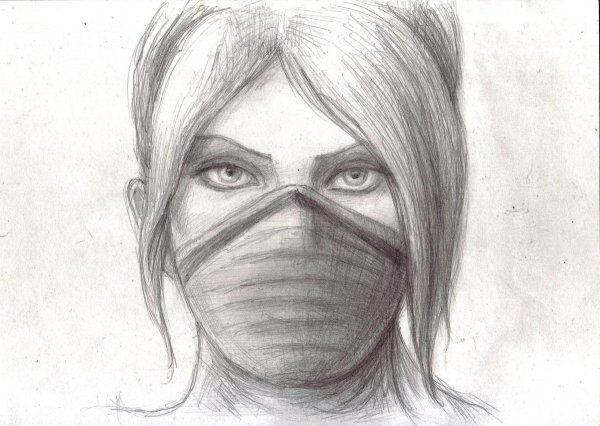 Рисунки для срисовки девушка в маске