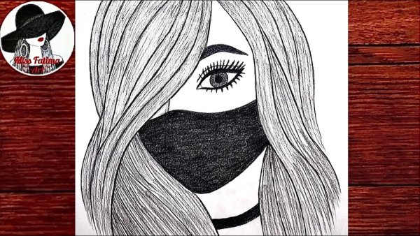 Рисунки карандашом девочка в маске