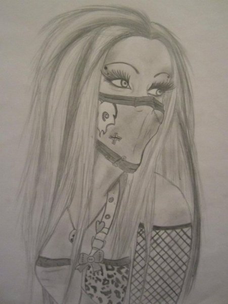 Девушка в маске рисунок карандашом