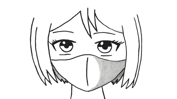 Аниме для срисовки карандашом девушки в масках