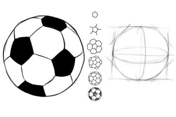 Футбольный мяч карандашом