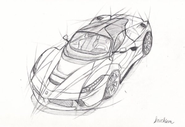 Зарисовка машины Ferrari легко