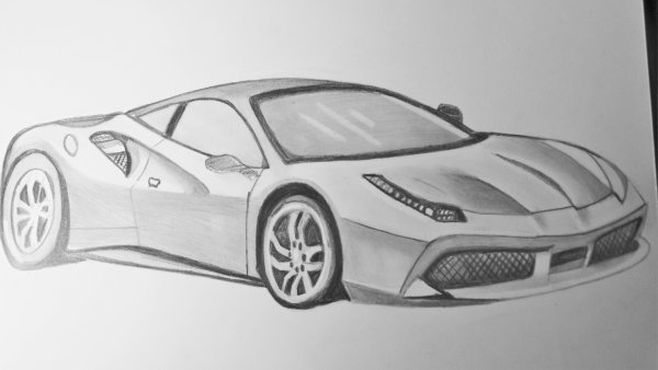 Нарисовать машину Феррари карандашом