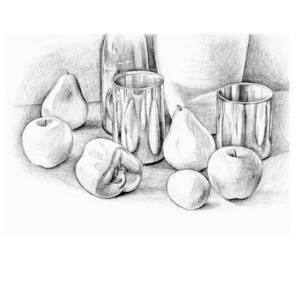 Пошаговый натюрморт карандашом