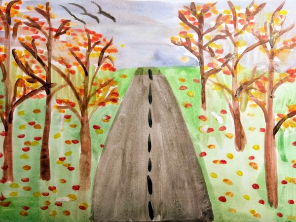 Рисунок осень карандашом