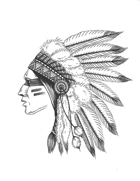 Лицо индейца в профиль