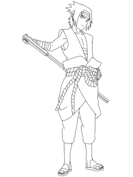 Раскраска Саске Учиха в полный рост