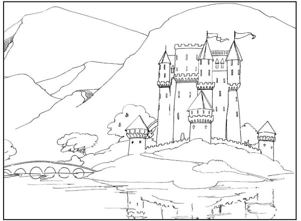 Раскраска замок средневековья