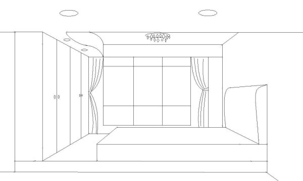 Интерьер комнаты чертеж сбоку