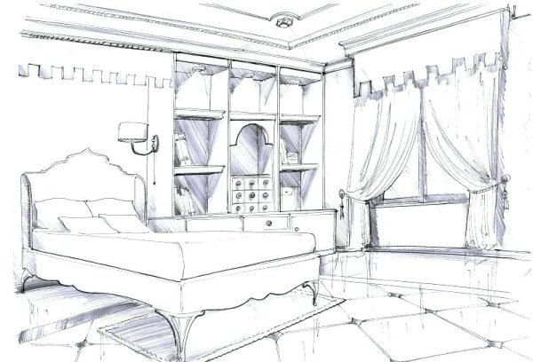 Спальная комната для срисовки