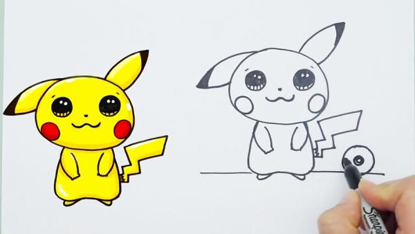 Рисунки для срисовки лёгкие Пикачу