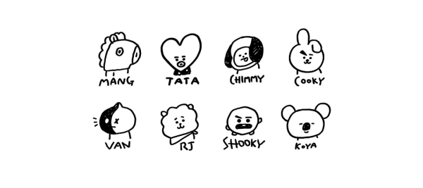 Раскраски БТС И бт21