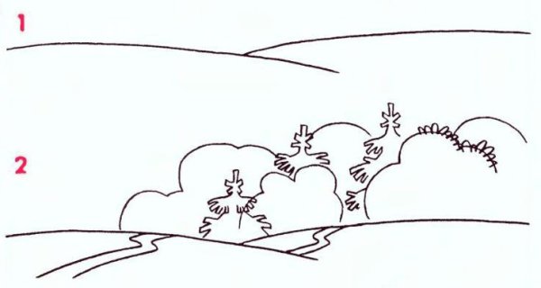 Дорисуй зимний пейзаж