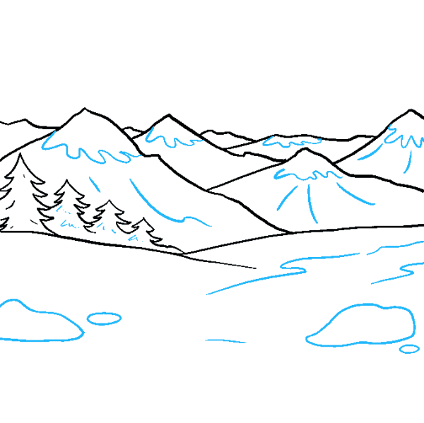 Горы карандашом для детей