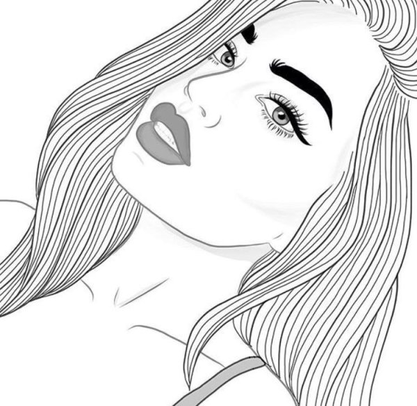 Черно белые рисунки девушек для срисовки