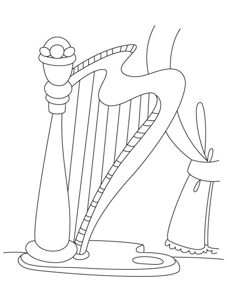 Музыкальный инструмент арфа вид сбоку