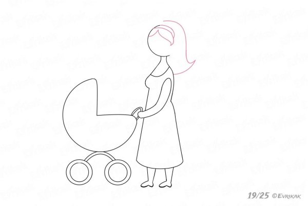 Коляска детская карандашом