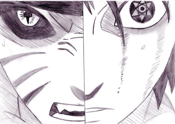 Наруто и Саске карандашом