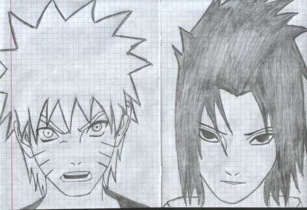 Наруто и Саске срисовка легко