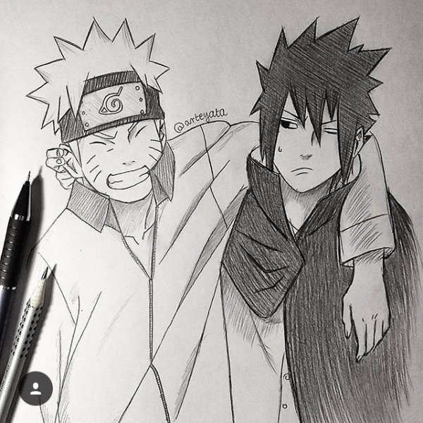 Наруто рисование Саске и Наруто