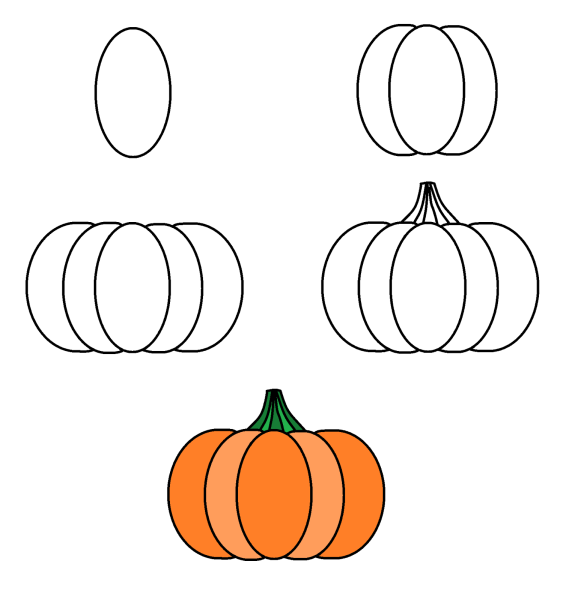 Поэтапное рисование тыквы для детей