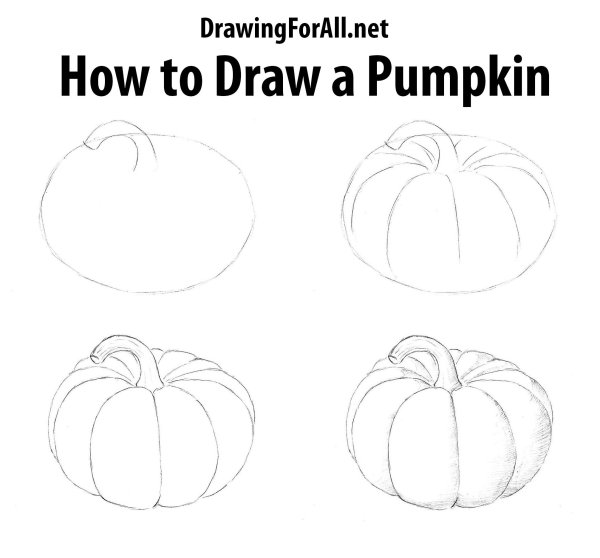 Поэтапное рисование тыквы