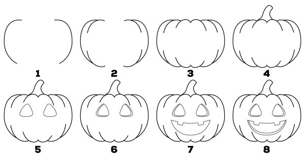 Тыква на Хэллоуин карандашом