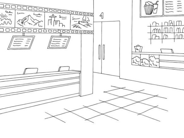 Раскраска кинотеатр