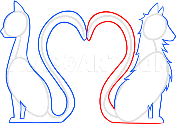 Как нарисовать кошку и собаку легко