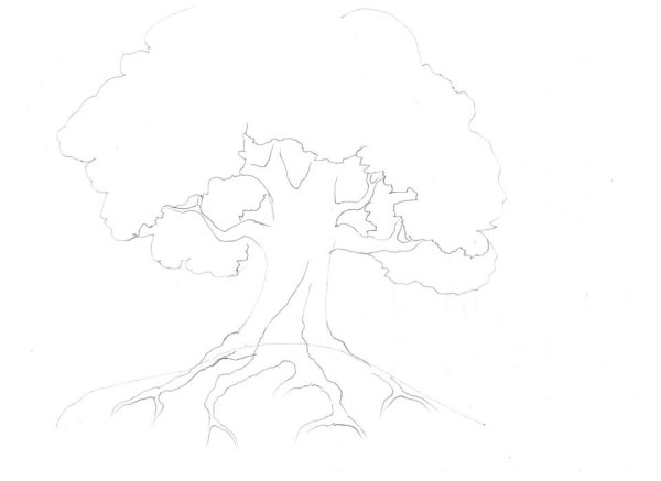 Дерево с корнями раскраска