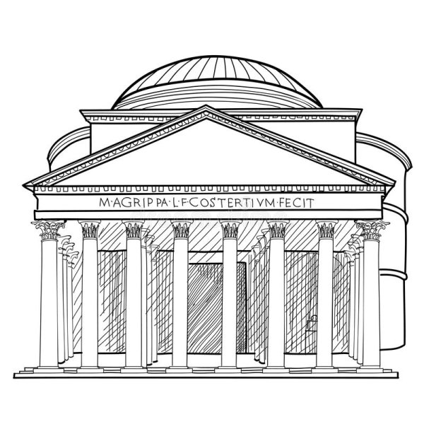 Храм Пантеон в Риме рисунок