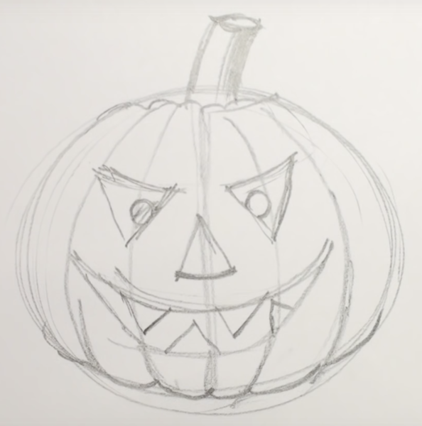 Тыква на Хэллоуин карандашом